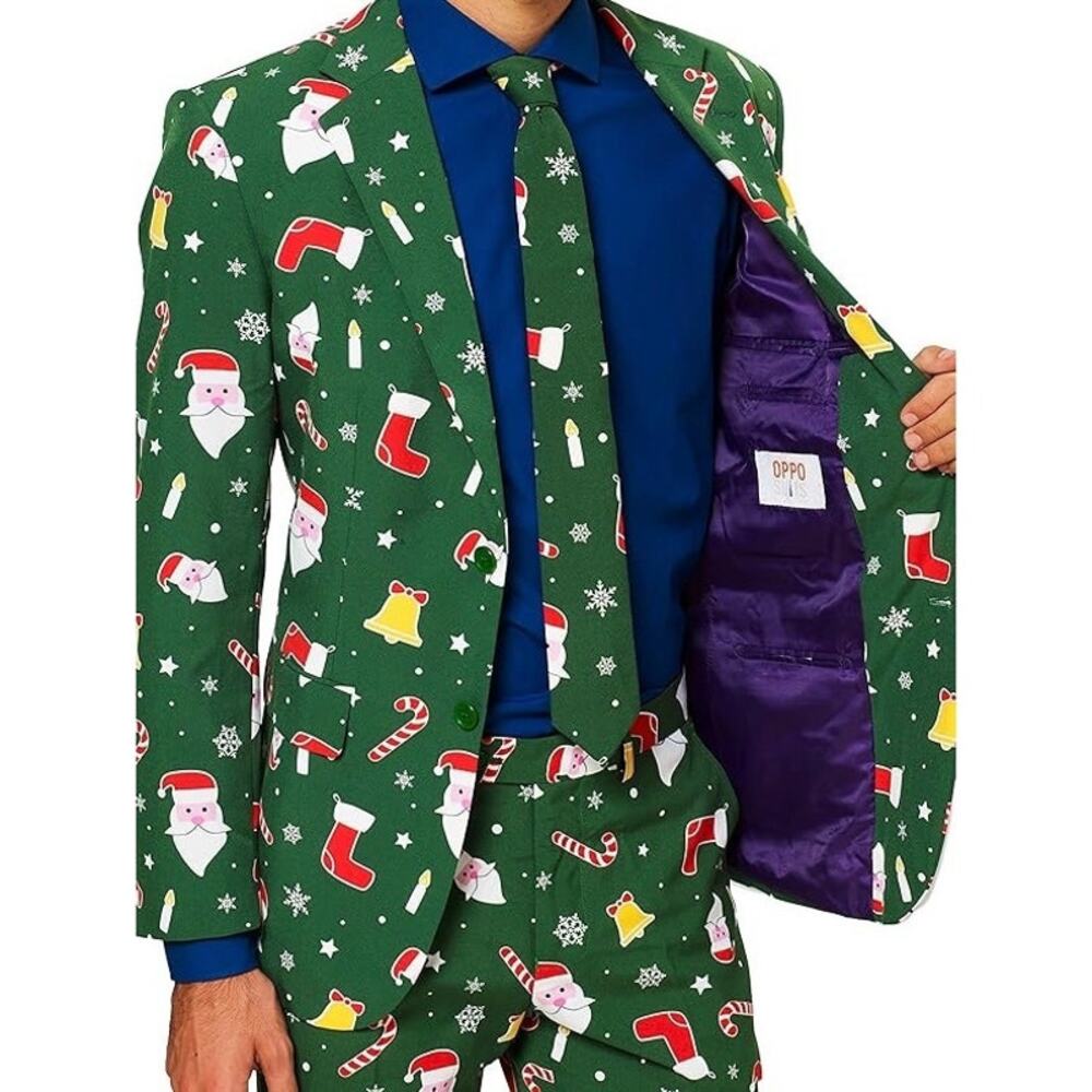 OppoSuits Green Holiday Patterned Suit - image 3